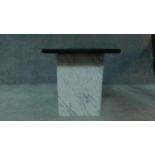 A contemporary designer marble square topped occasional table. H.54cm W.50cm