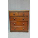 A Victorian mahogany chest of two short over three long drawers. H.111 W.97 D.46cm