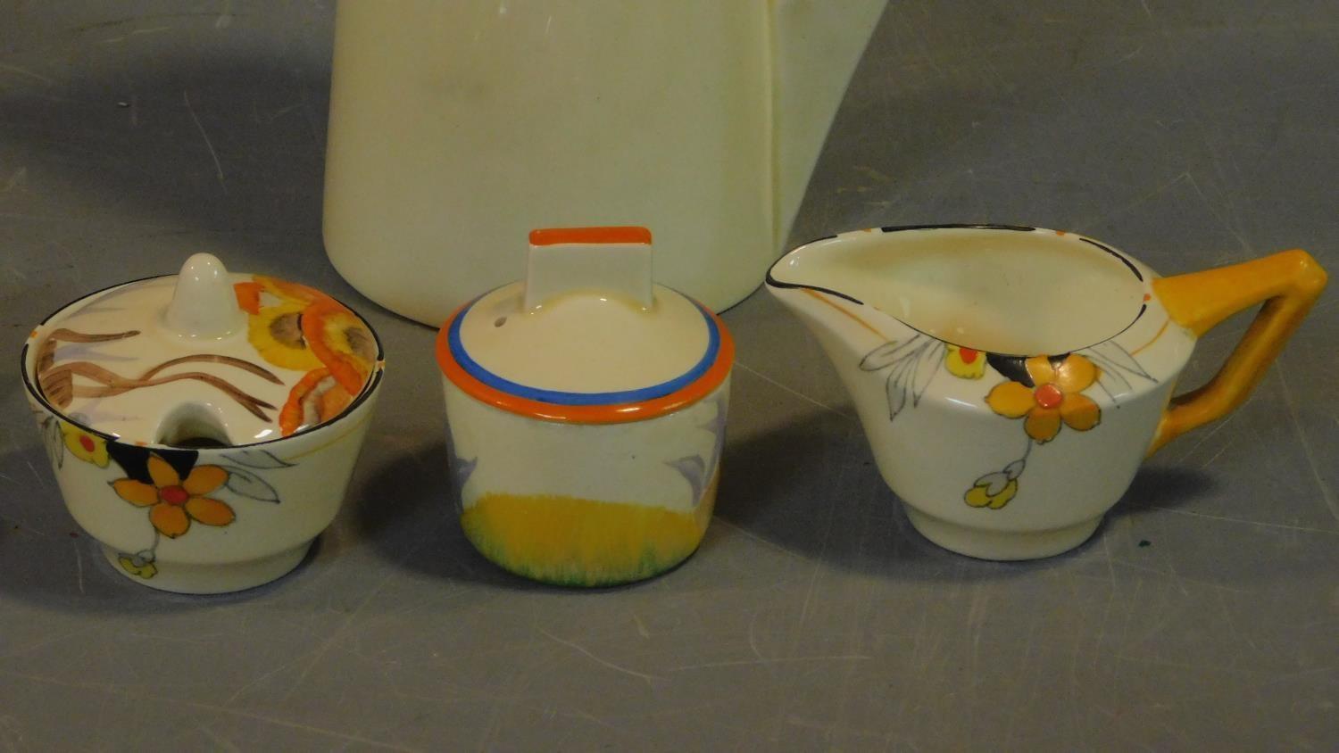 Hand painted ceramics by Clarice Cliff, Bizarre range and Crown Ducal Sunburst range. - Image 3 of 9