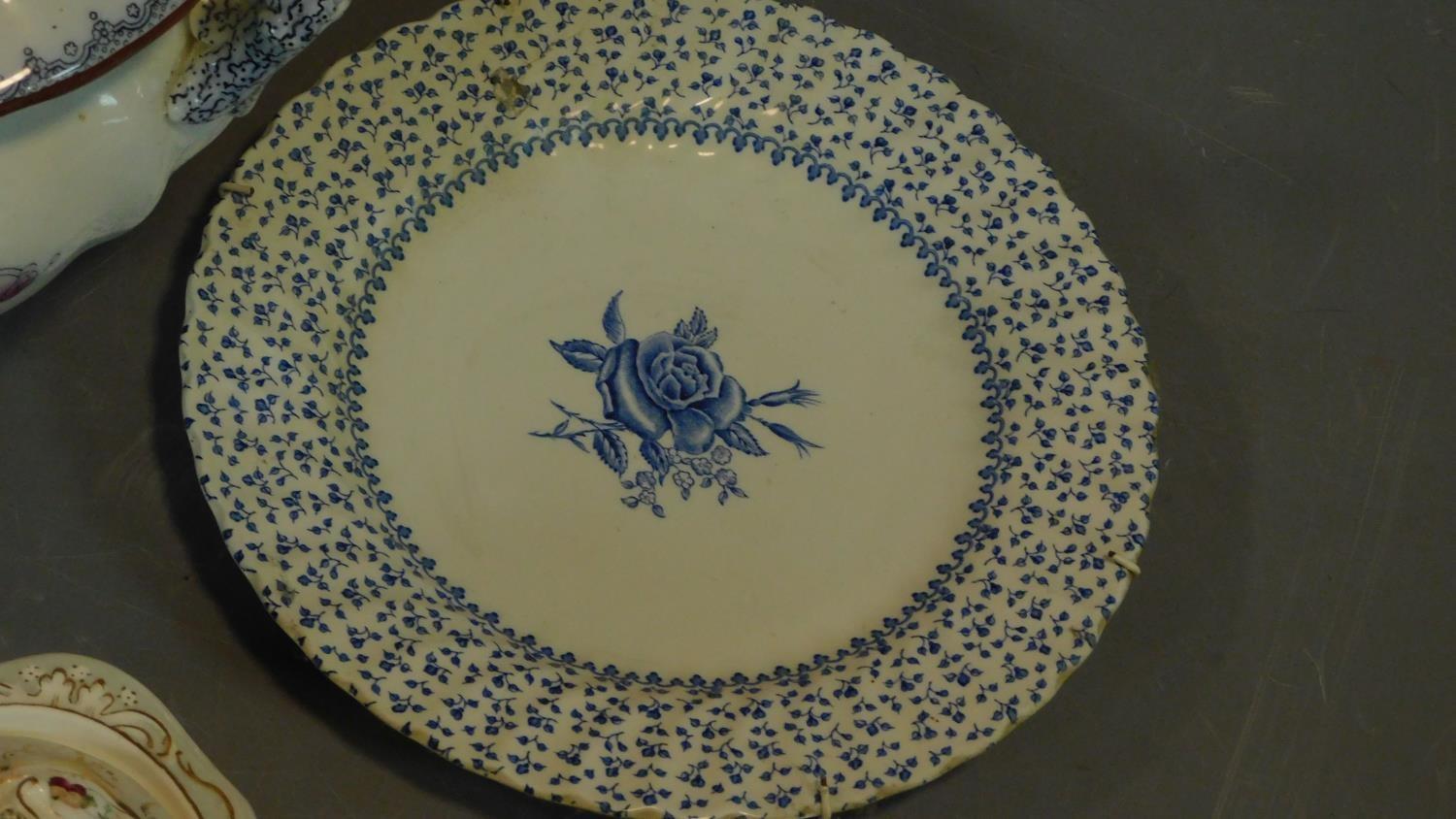 A 19th century Staffordshire ironstone tureen and cover (associated ladle) and various other - Image 8 of 18