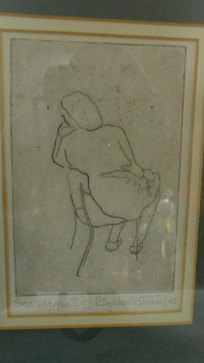 A framed and glazed limited edition etching of a seated figure, signed Elizabeth Stuart Lee, - Image 2 of 4