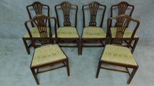 A set of six mahogany Hepplewhite style dining chairs. H.98cm