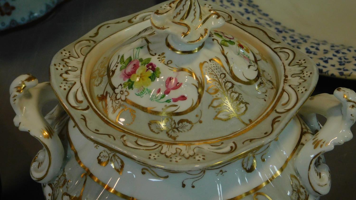 A 19th century Staffordshire ironstone tureen and cover (associated ladle) and various other - Image 17 of 18