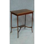 An Edwardian occasional table with satinwood line inlay. H.74 W.52 D.41cm