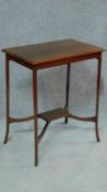 An Edwardian occasional table with satinwood line inlay. H.74 W.52 D.41cm