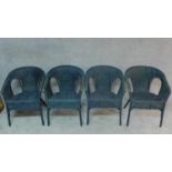 A set of four wicker conservatory armchairs. H.78cm