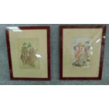 A pair of framed Japanese prints H.55cm W.59cm