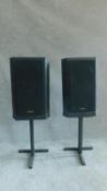 A pair of TANNOY speakers with stands, speakers working H.94cm