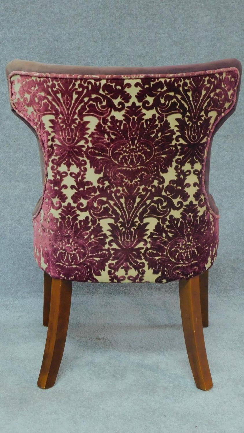 A pair of buttoned upholstered unicorn style tub side chairs. H.89cm - Image 4 of 5