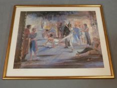 Signed framed print by Charlotte Fawley of 'The Garden' with label verso.