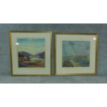 A print and a watercolour, print signed by artist, landscape, watercolour of landscape by Sam