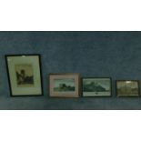 Four antique coloured lithographs of various famous places. H.54cm W.42cm