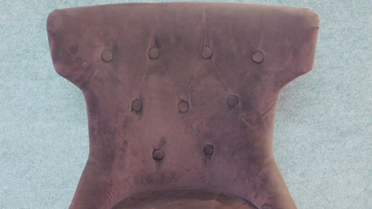 A pair of buttoned upholstered unicorn style tub side chairs. H.89cm - Image 3 of 5