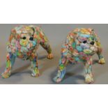 Two French Bulldog figures made from coloured bottle cap print polyresin with gloss finish. H.27cm