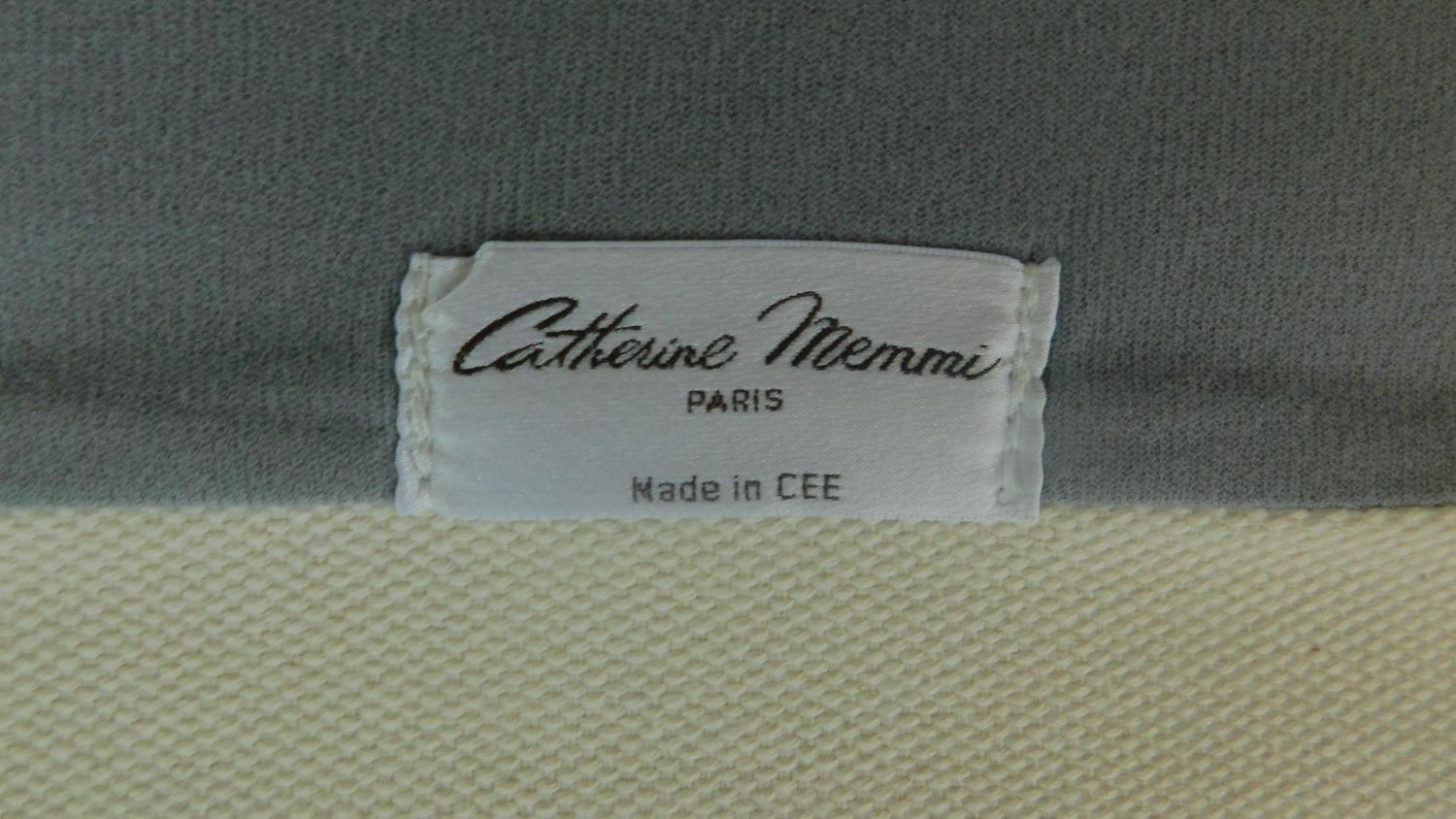 A pair of armchairs upholstered in cream, makers label to base. H.79cm - Image 3 of 4