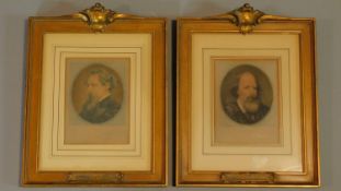 Two signed prints by E. F. Hubbard, one of Charles Dickens the other of Alfred Tennyson. 31x24cm