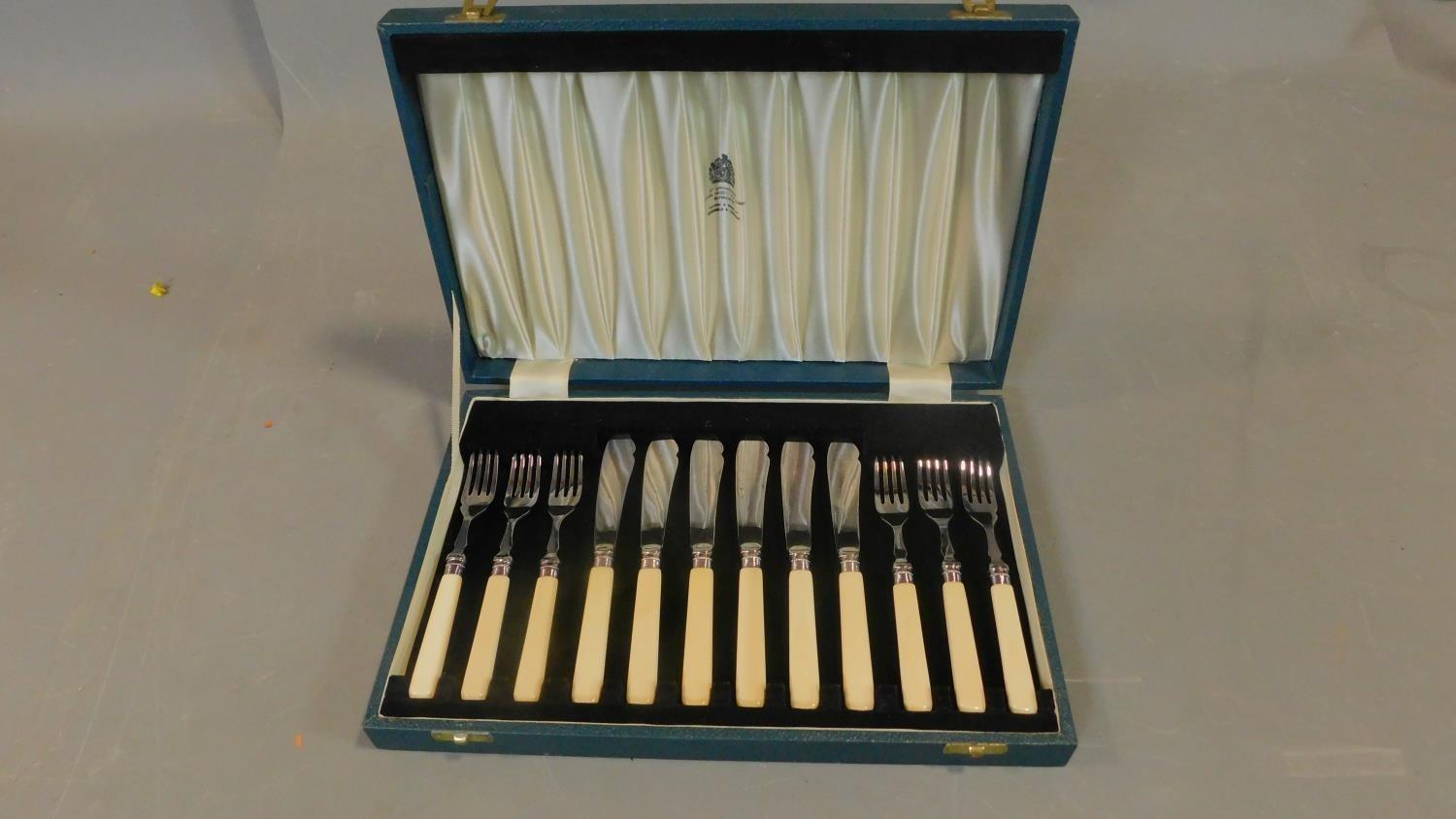 A cased set of Mappin & Webb silver plated cutlery