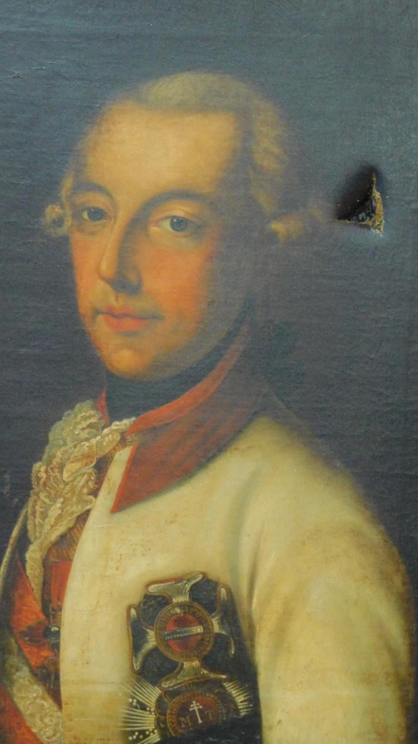 A 19th century oil on canvas, portrait of a gentleman, National gallery of Prague label and seals - Image 2 of 9