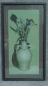 A framed pastel still life drawing of a vase of flowers. Signed S. Good. 76x42cm