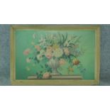 A framed oil on board, still life flowers, signed Henry Farmer FRSA. 61x92cm