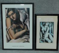 Two framed prints; T. DE LEMPICKA. 105x71cm