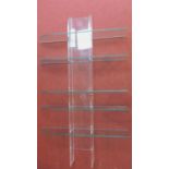 A clear perspex bookcase with five fitted plate glass shelves. H.202 W.120 D.30cm