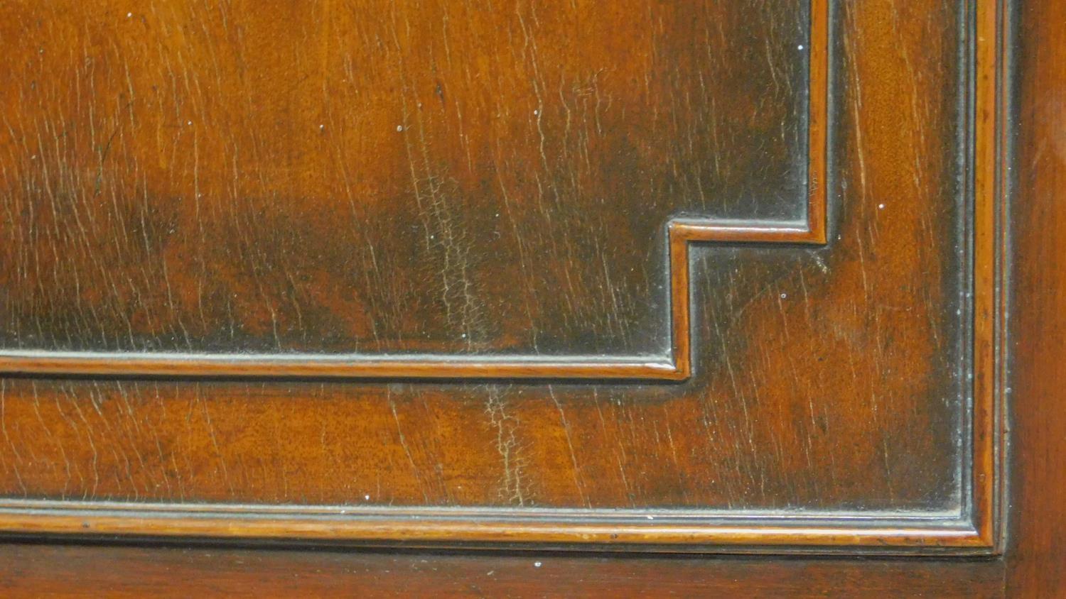 An early 20th century Georgian style mahogany bowfronted wardrobe fitted base drawer on swept - Image 4 of 10