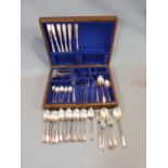 A cased canteen of mixed silver plated cutlery. Including six cake forks for the 1937 coronation