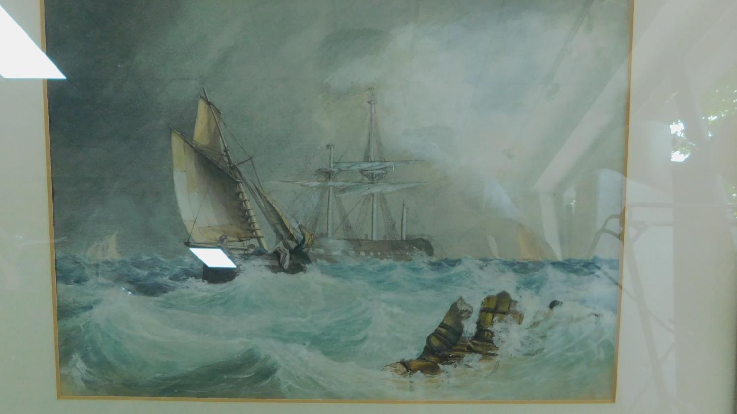 Two watercolours and a lithograph. Watercolours depicting a boat at sea and a village street. H.55cm - Image 11 of 13