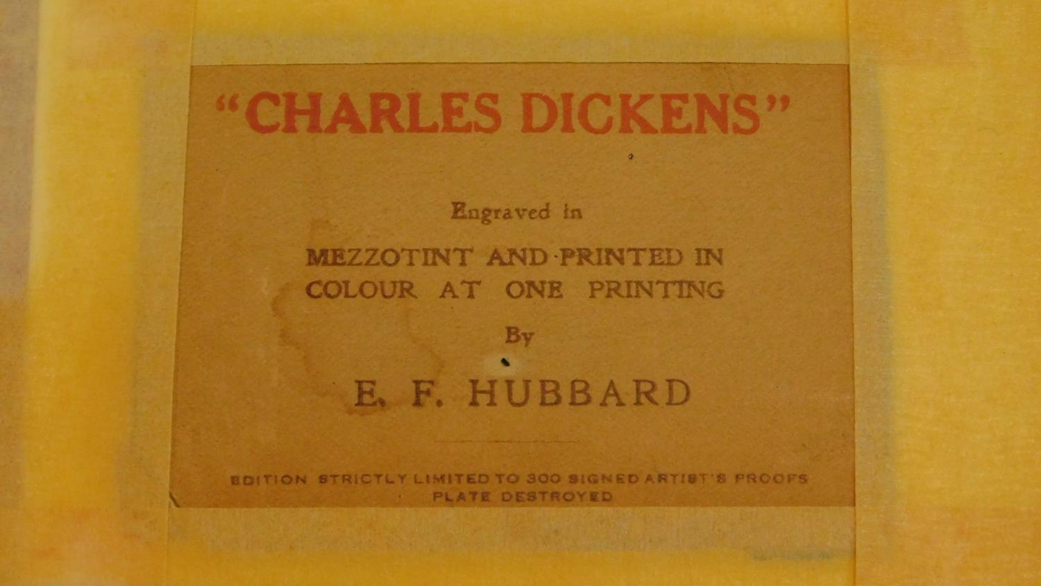 Two signed prints by E. F. Hubbard, one of Charles Dickens the other of Alfred Tennyson. 31x24cm - Image 7 of 8