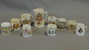 A collection of Royal commemorative mugs of Mary and George