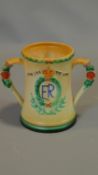 A two handled ceramic commerative mug for Edward VIII's coronation. H.17cm