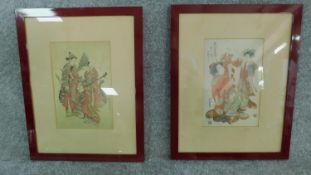 A pair of framed Japanese prints H.55cm W.59cm