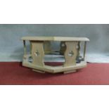 A large hexagonal distressed painted and iron bound two tier centre table. H.48cm W.121cm D.121cm