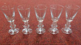 A set of five Victorian hand blown port/sherry glasses H.10cm
