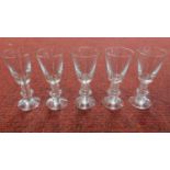 A set of five Victorian hand blown port/sherry glasses H.10cm