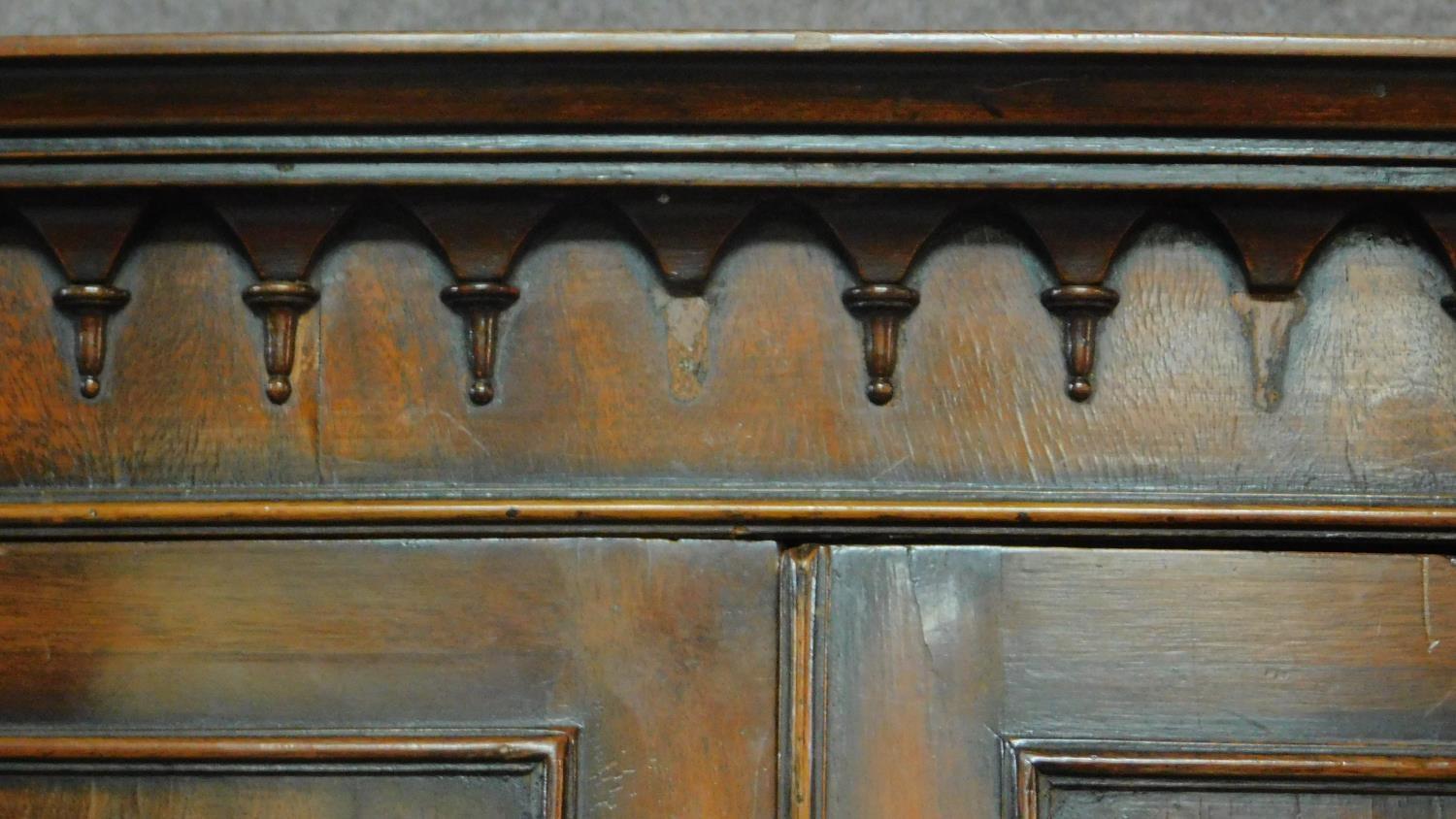 An early 20th century Georgian style mahogany bowfronted wardrobe fitted base drawer on swept - Image 3 of 10