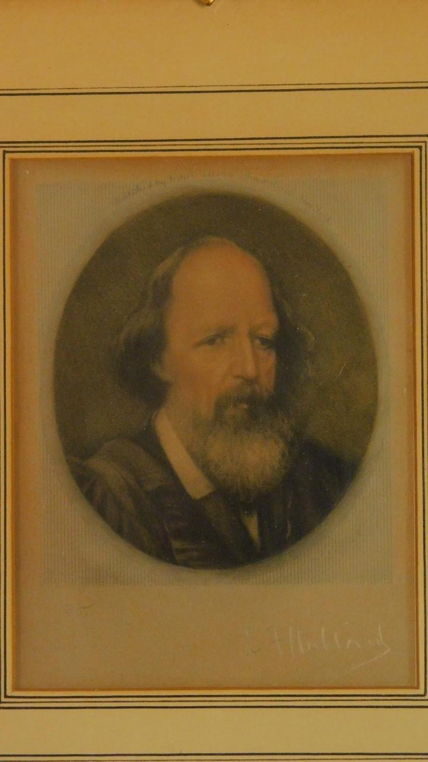 Two signed prints by E. F. Hubbard, one of Charles Dickens the other of Alfred Tennyson. 31x24cm - Image 2 of 8