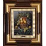 A framed oil on canvas, still life fruit, signed A Huerta. H.55cm x 65cm.