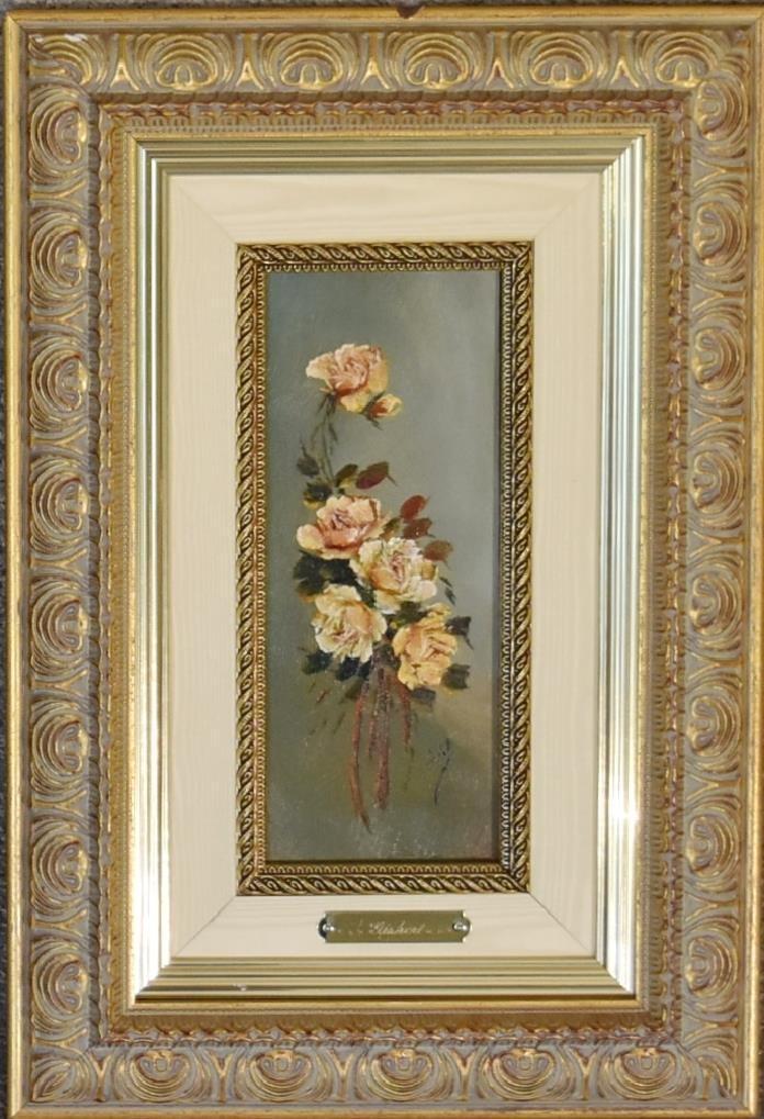 A pair of gilt framed oil on board, flowers, signed Gisbert. 35cm x 43cm - Image 2 of 7