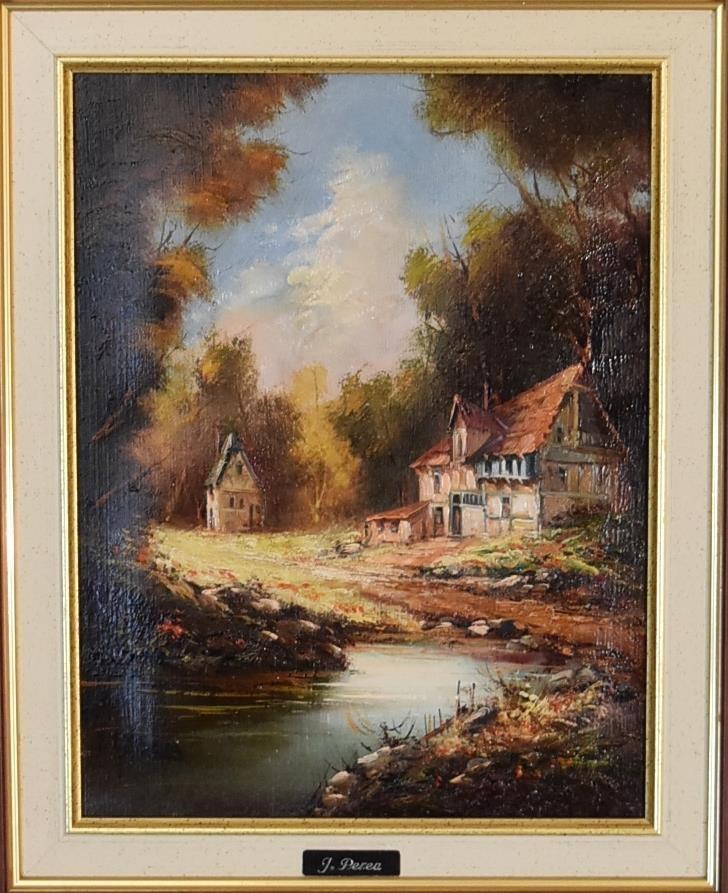 A gilt framed oil on canvas, wooded landscape. 48cm x 57cm. - Image 2 of 4