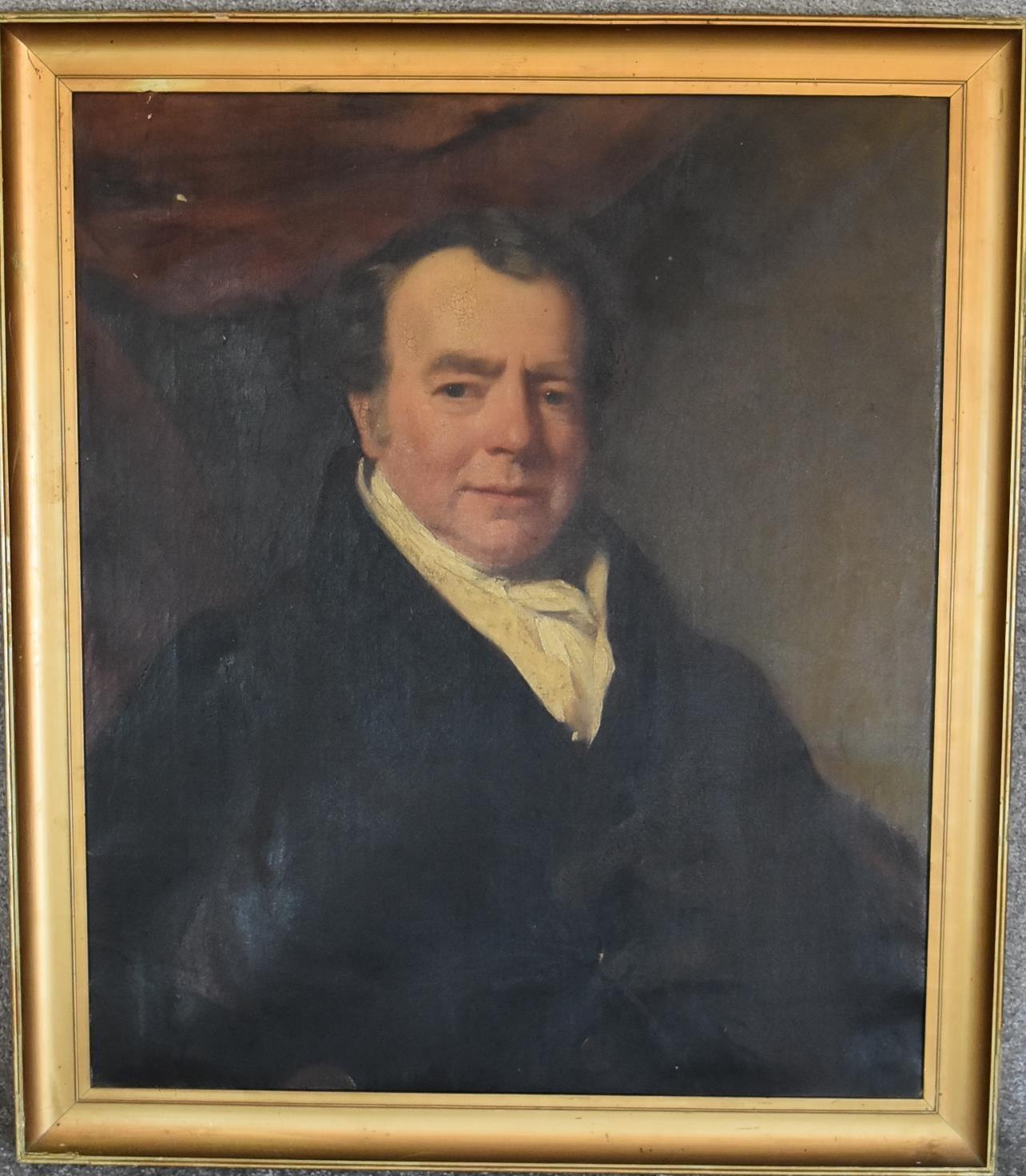 A 19th century gilt framed oil on canvas, portrait of John Mair, incription verso. H.79x 69cm