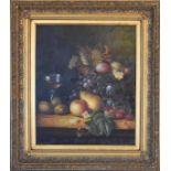 A gilt framed oil on canvas, still life fruit, signed Robert Driscoll. H.83 x 74cm