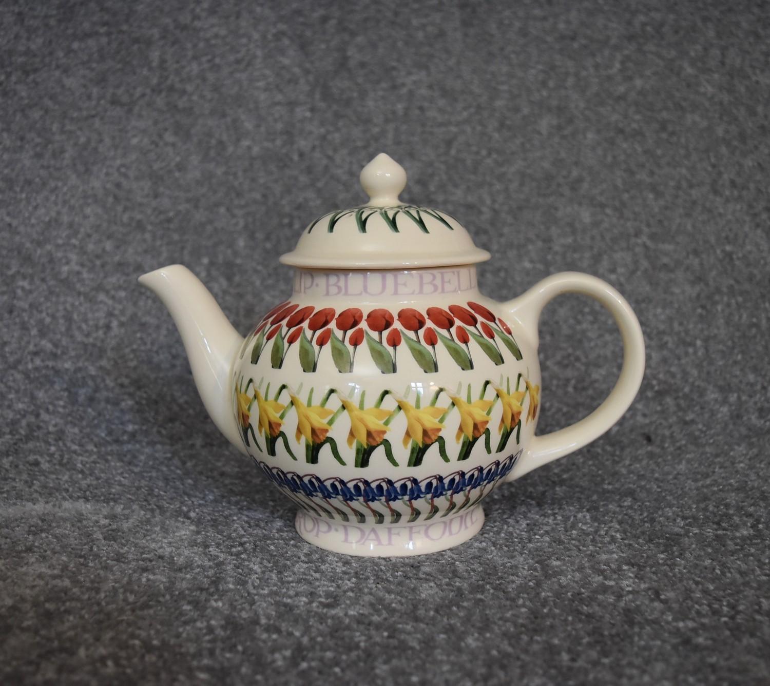 A 20th Century globular form teapot with floral design, by Emma Bridgwater. H22cm