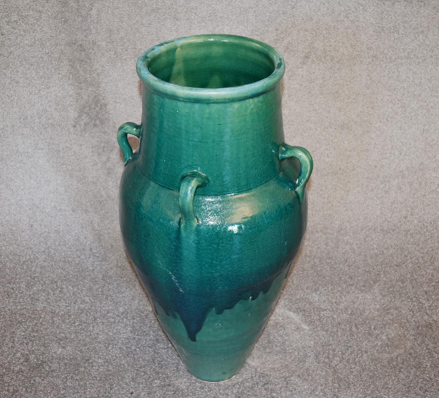 A Large Green drip glazed sherab wine vessel with four handles. H.86cm - Image 2 of 3