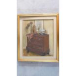 Gerard Van Sintsan (1892-1980), framed oil on canvas, room interior, signed. 77x67cm