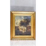 A gilt framed oil on panel, country landscape. 42x37cm