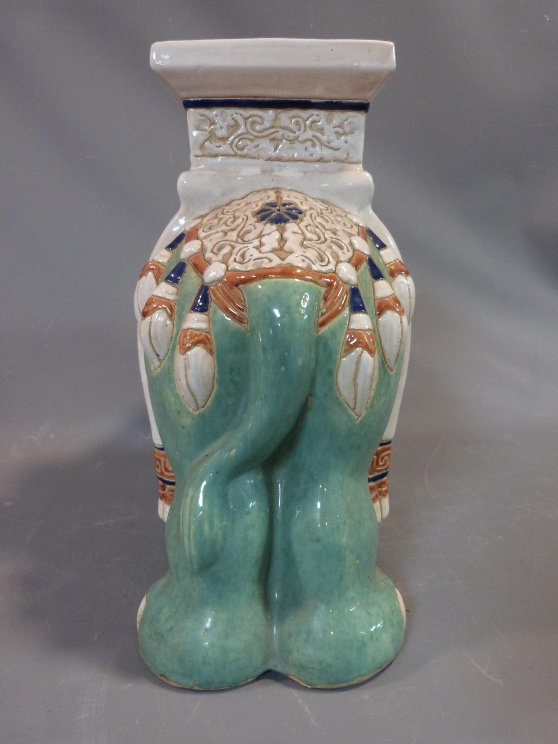 A ceramic elephant plant stand and a large Chinese oriental vase with birds and flowers and gilded - Image 4 of 10