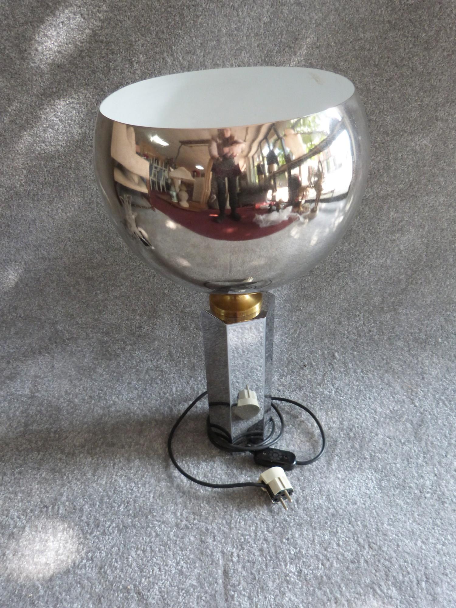 Two vintage lamps, one chrome with globe shade and hexagonal column stand. The other with acrylic - Image 9 of 11