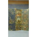 A late Victorian two fold, three panel scrap screen. H.162 W.153cm